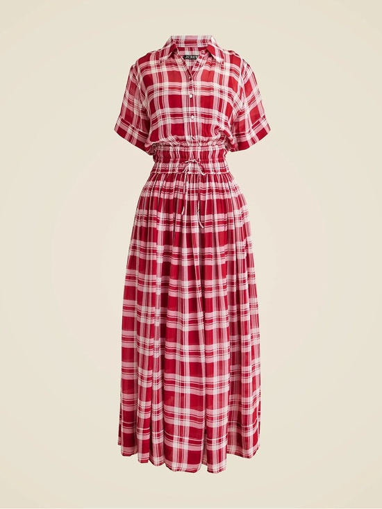 J. Crew Dresses & Skirts - J. Crew Elena shirt-dress in plaid viscose chiffon red fall picnic cottage